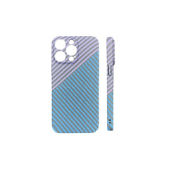 Purple iPhone carbon fiber texture case by Phone Base, ultra-thin minimal shockproof design with sleek carbon fiber finish.
