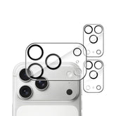 iPhone 17 series full camera lens protector by Phone Base, showing clear glass cover over multiple camera lenses on the back of the phone.