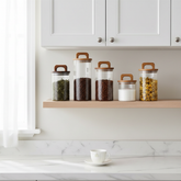 Zapcart Clear Glass Airtight Storage Jar With Bamboo Lid Keeps Tea Coffee Sugar Fresh For Home Kitchen