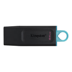 Kingston DataTraveler Exodia USB flash drive with 64GB capacity, black and blue design, and Phone Base branding.