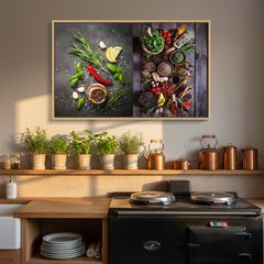 ZapCart Kitchen Wall Art Herbs Spices Canvas Nordic Decor For Modern Kitchens Premium Waterproof Ink Ready To Hang