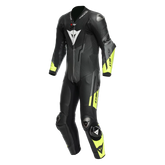 MISANO 3 Perforated 1PC LEATHER SUIT BLACK/ANTHRACITE/FLUO-YELLOW