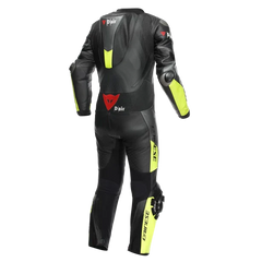MISANO 3 Perforated 1PC LEATHER SUIT BLACK/ANTHRACITE/FLUO-YELLOW