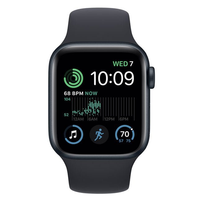 Refurbished Apple Watch SE 2022 40mm smartwatch by RefurbPhone, showing its sleek display and digital watch face.