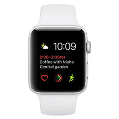 Refurbished Apple Watch Series 5 44mm Cellular smartwatch with black band, showing digital display and health tracking features.