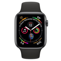 Refurbished Apple Watch Series 6 40mm cellular smartwatch with black band and digital display, unlocked for use.