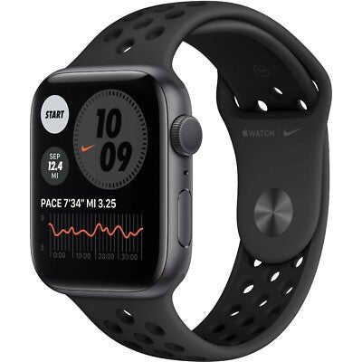 Refurbished Apple Watch Series 6 40mm Nike Edition Cellular smartwatch, unlocked, with sports band and digital display.