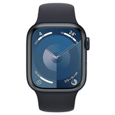 Refurbished Apple Watch Series 9 41mm smartwatch with cellular connectivity, black band, and digital display.