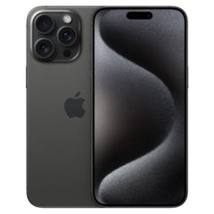 Refurbished iPhone 15 Pro Max 256GB unlocked smartphone by RefurbPhone, showing the sleek front display with vibrant icons.