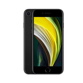 Refurbished iPhone SE 2020 64GB unlocked smartphone by RefurbPhone, showing sleek design and screen display.