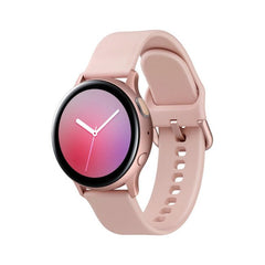 Refurbished Samsung Galaxy Watch Active 2 40MM 4G unlocked smartwatch showing digital display and sleek design.
