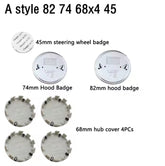 BMW Emblem Badge 7pcs Set: Front + Rear + Centre Caps + Decal