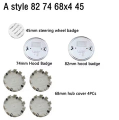 BMW Emblem Badge 7pcs Set: Front + Rear + Centre Caps + Decal