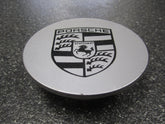 Set of four Eliteridegear Porsche rim centre caps in silver and black, designed for Porsche wheel decoration.