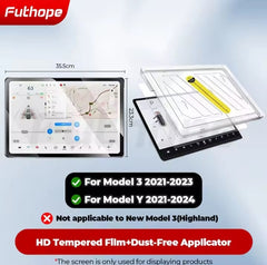 Futhope Tempered Glass Screen Protector For Tesla Model 3 Y Highland juniper 2021-2025