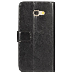 Samsung Galaxy A5 black leather book flip case by Phone Base, showing the wallet-style phone cover with card slots.