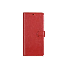 Red leather Samsung Galaxy A54 5G book flip case with wallet features, designed by Phone Base for stylish protection.