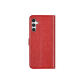 Red Samsung Galaxy A54 5G book flip case by Phone Base with leather wallet design, showing the cover and card slots.