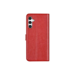Red Samsung Galaxy A54 5G book flip case by Phone Base with leather wallet design, showing the cover and card slots.