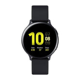 Refurbished Samsung Galaxy Watch Active 2 44mm smartwatch with black band and digital display showing fitness stats.