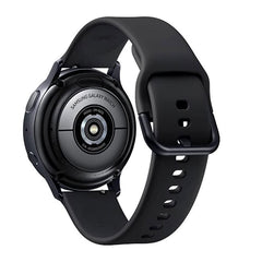 Samsung Galaxy Watch Active 2 44mm smartwatch with black band and digital display showing fitness tracking features.