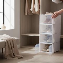 Transparent Stackable Shoe Storage Box Flip Lid Waterproof