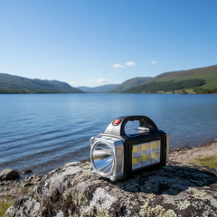 Rechargeable LED Flashlight – Solar & USB Power Bank for Camping