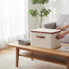 Linen Zipper Storage Boxes – Large Capacity Non-Woven Fabric Organizer Bins for Clothes & Home Storage