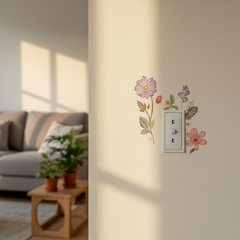 Flower Light Switch Sticker – Waterproof Bedroom Decor