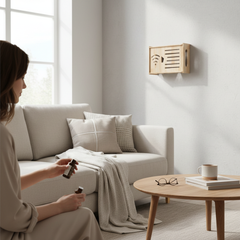 Wall-Mounted TV & Router Storage Box – Wooden Cable Organizer