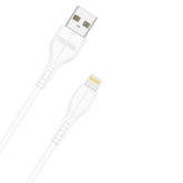 Phone Base USB A to Lightning fast charging data cable, 1 meter length, with secure connectors and durable design.