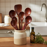 LINSBAYWUC Black Walnut Wooden Spoon Heatproof Japan Style For Home Cooks Premium Quality
