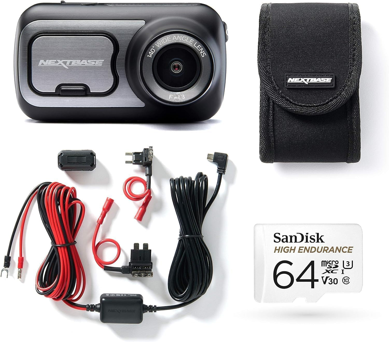 Eliteridegear 422GW dash cam front view with 2.5-inch touch screen, GPS, night vision, and parking mode in a sleek design