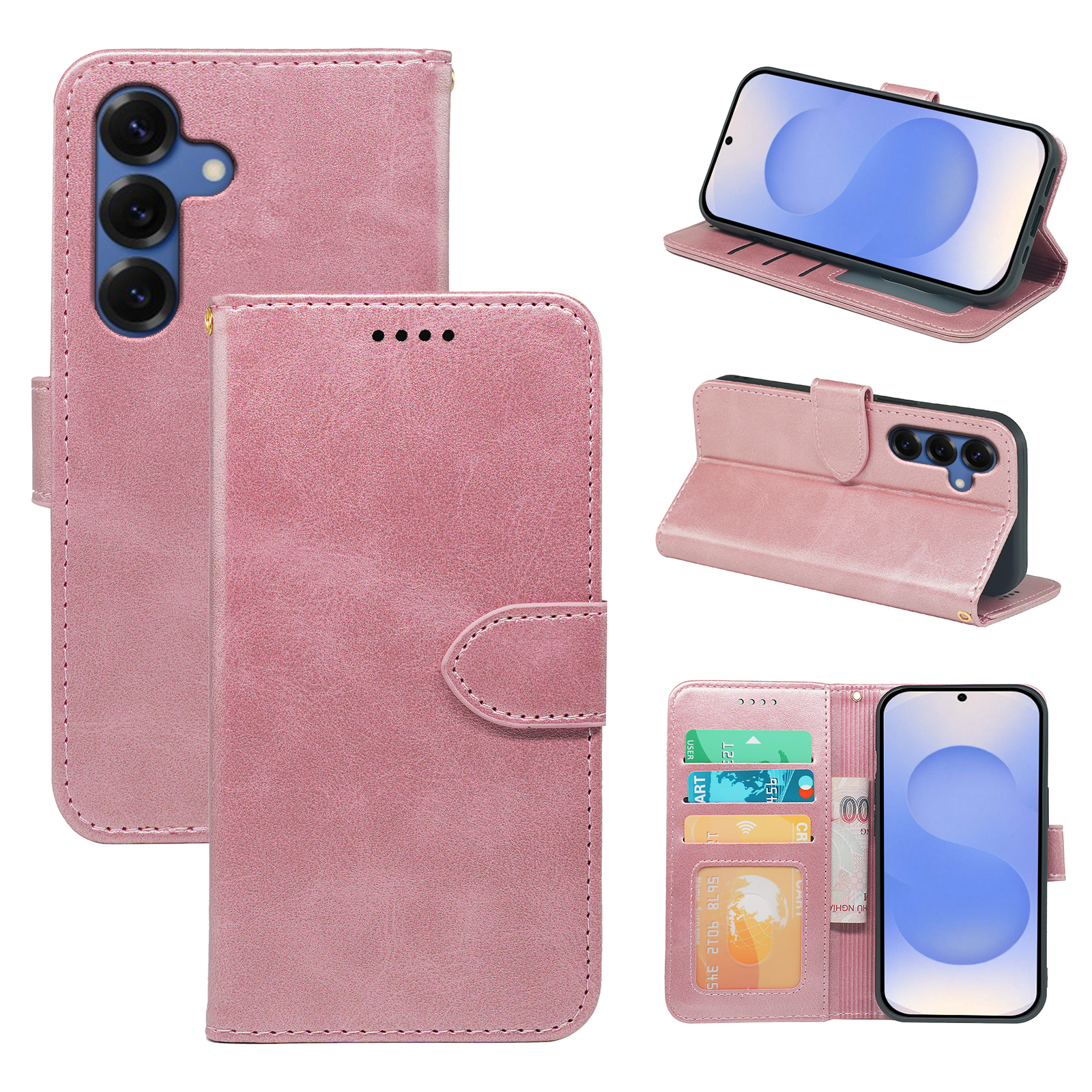Samsung Galaxy S25 Series book flip case by Phone Base, leather wallet-style phone case with card slots and protective cover.
