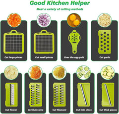 14-in-1 Vegetable Chopper & Mandoline Slicer – 7 Stainless Steel Blades