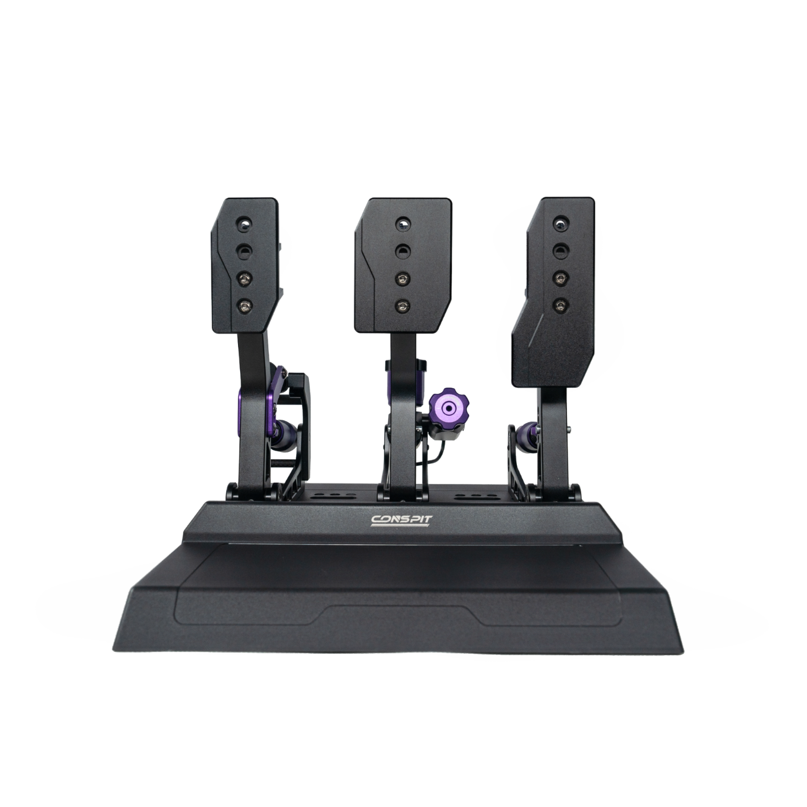 Trak Racer UK Conspit CPP-Lite 3 Pedal Set with hydraulic load cell for sim racing, including accelerator, brake, and clutch pedals.