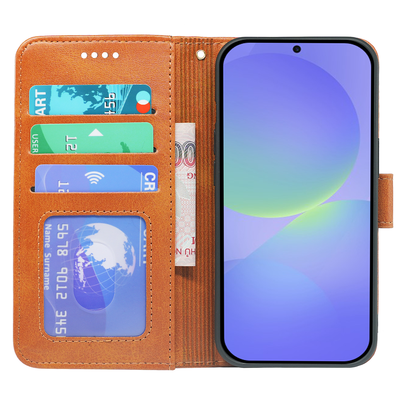 Samsung Galaxy A36/A56 Book Flip Case by Phone Base, leather wallet-style phone case with card slots and protective cover.