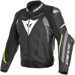 Super Speed 3 Perforated Motorcycle Leather Jacket Black / Grey / Yellow