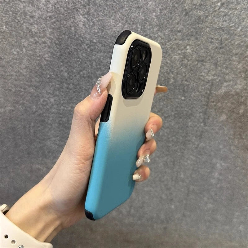 Phone Base iPhone 14 Series 2-piece colour gradient case in white and turquoise with a sleek, stylish design.