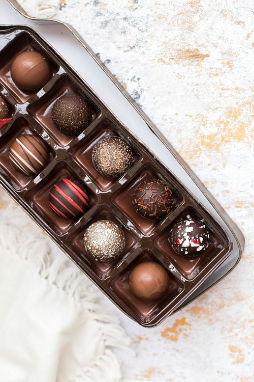 Gourmet Chocolate Truffle Gift Box – 12 Handcrafted Truffles in Wine
