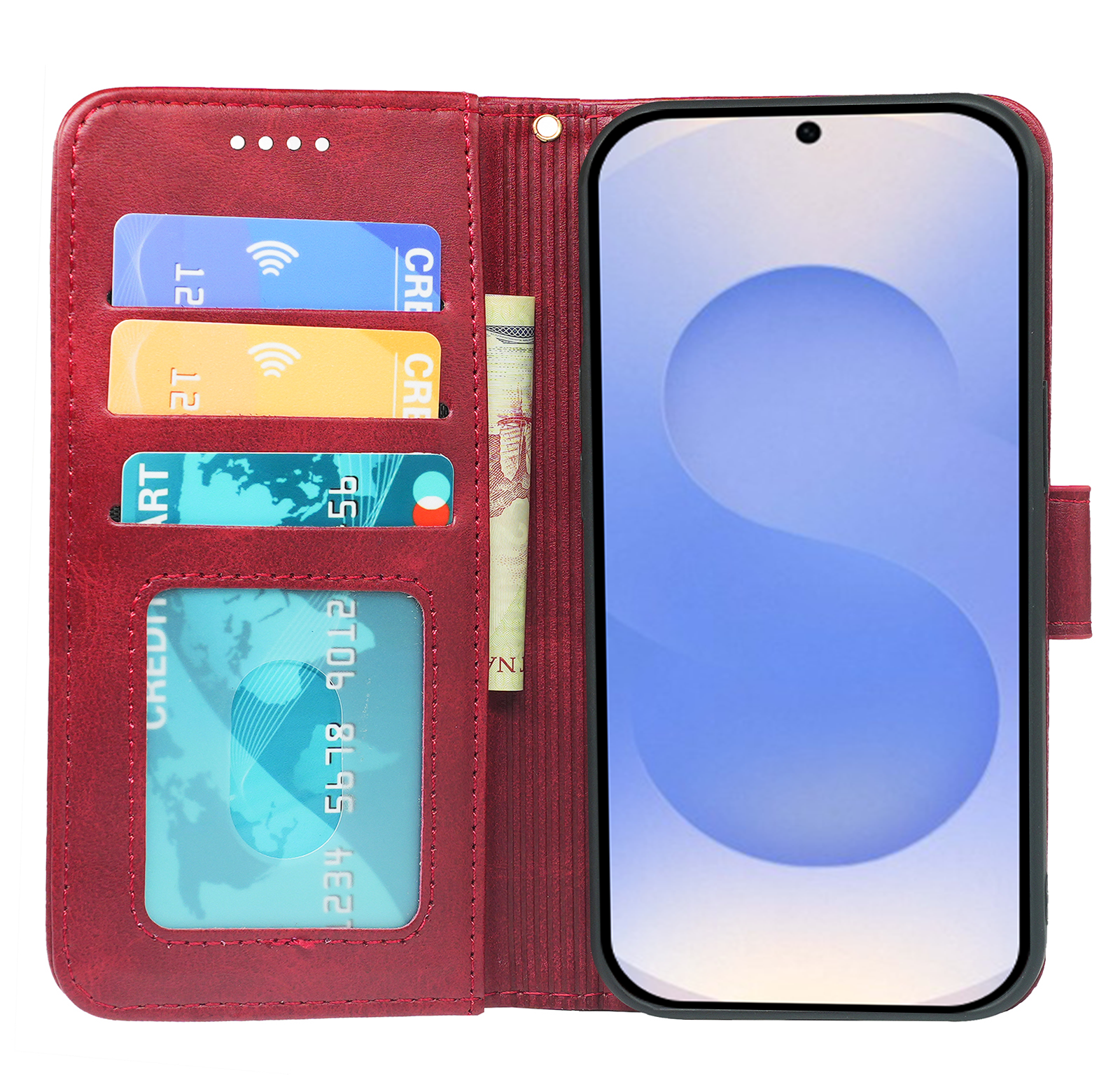 Samsung Galaxy S24 Series Book Flip Case by Phone Base, leather wallet-style phone case with card slots and protective cover.