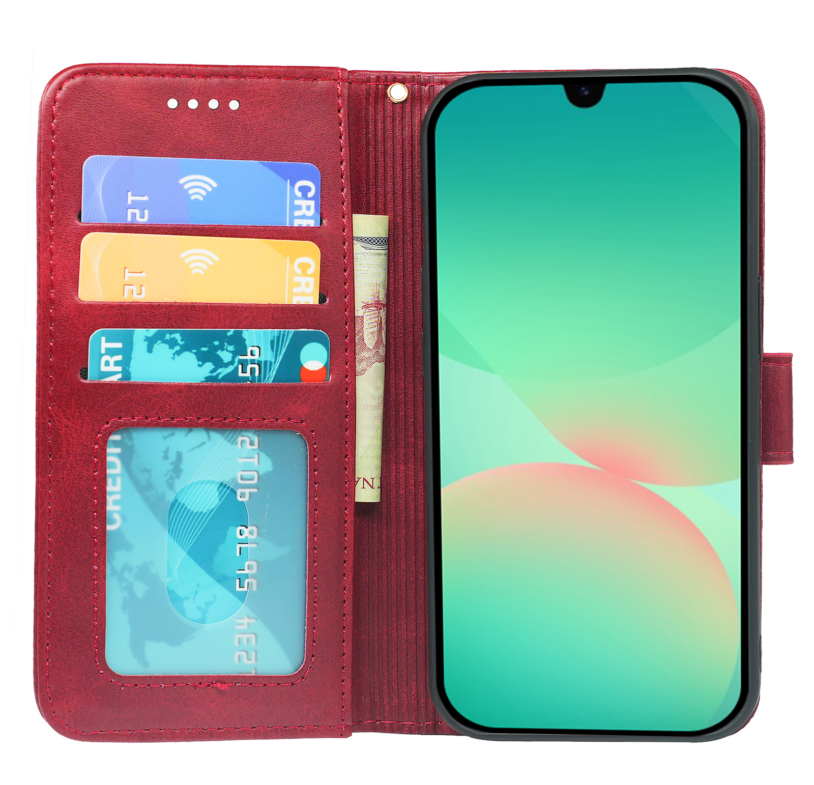 Samsung Galaxy A16 / A16 5G book flip case by Phone Base, leather wallet style with card slots and protective cover.