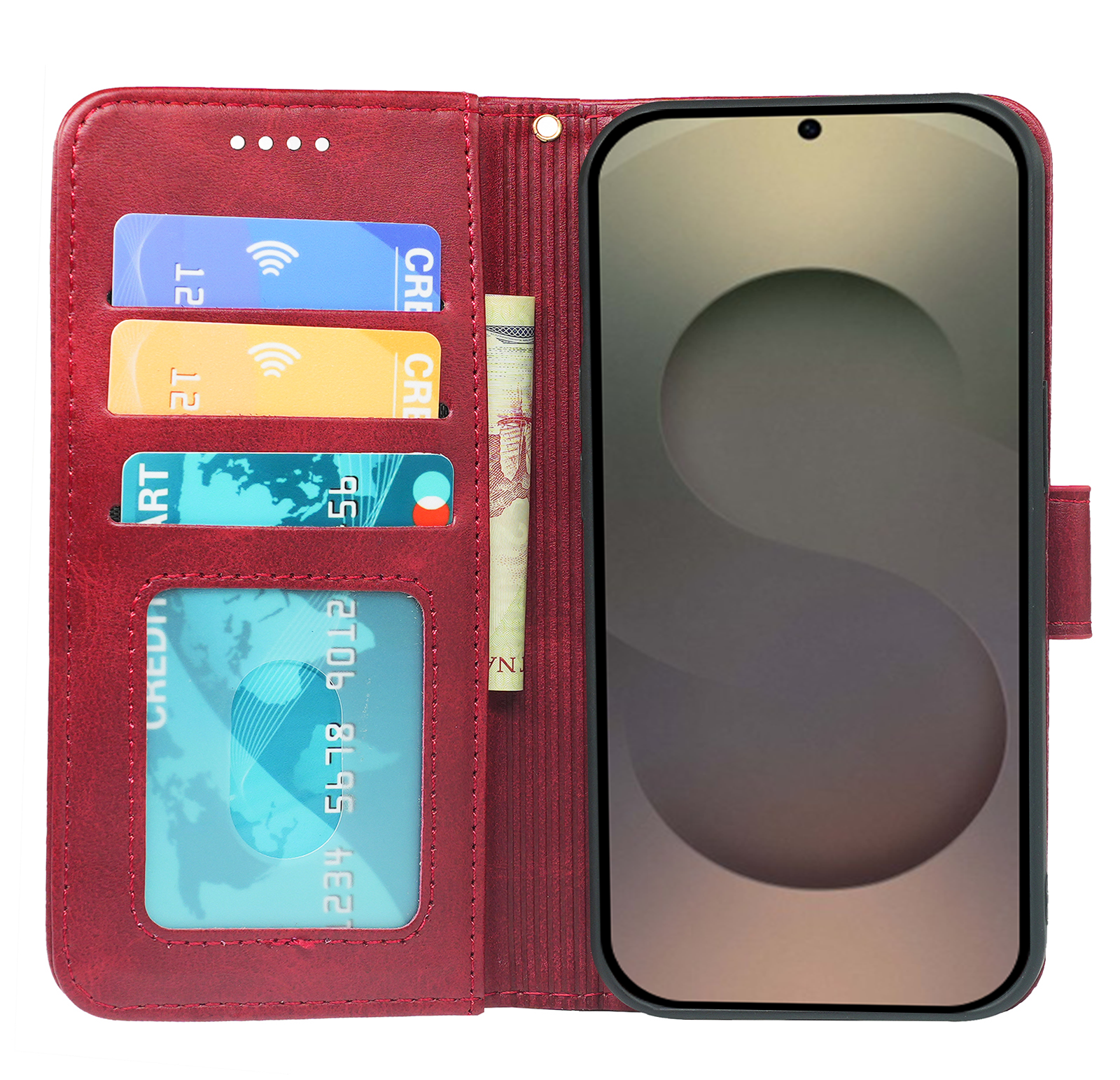 Samsung Galaxy S24 Series Book Flip Case from Phone Base, leather wallet-style phone cover with card slots and protective design.