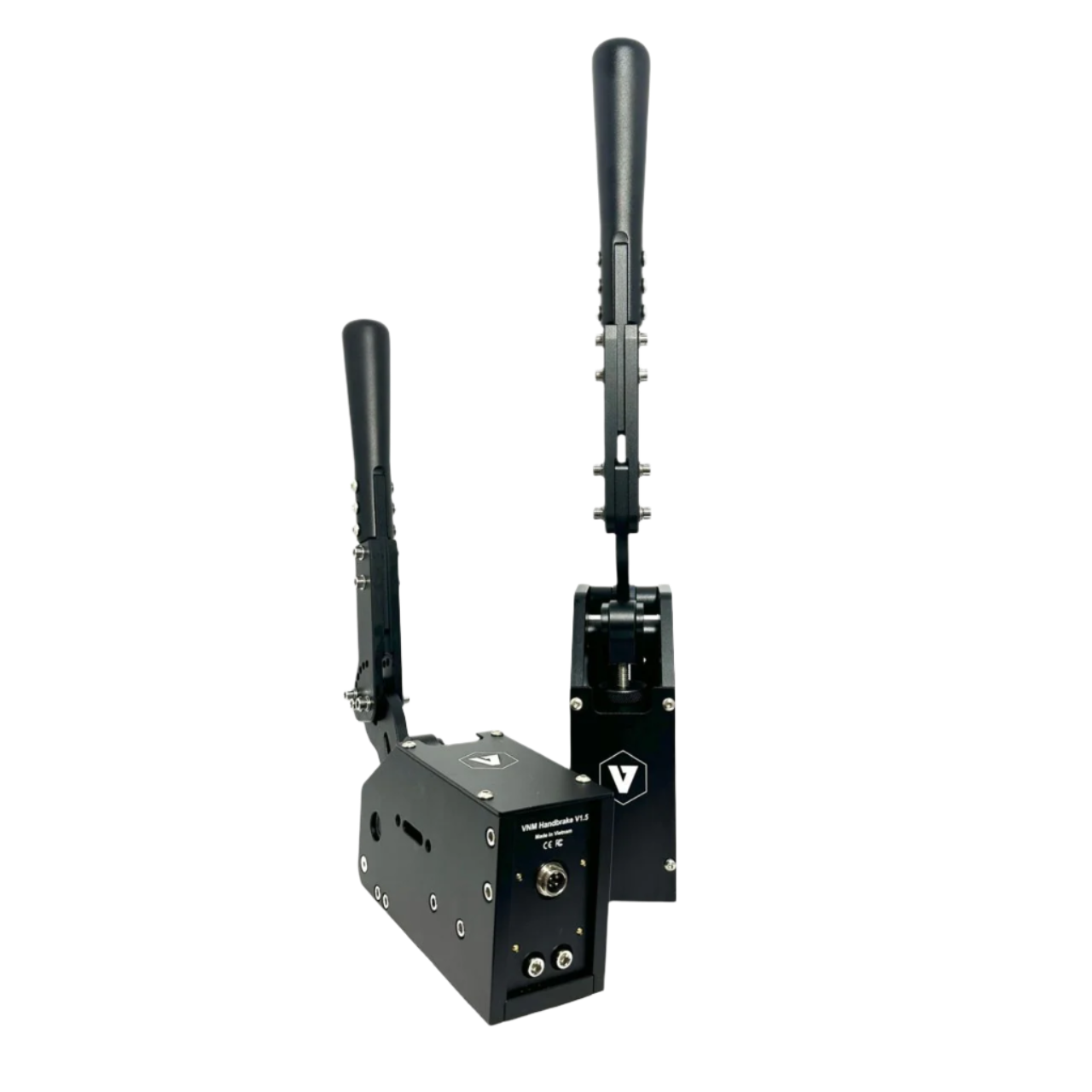 Trak Racer UK VNM Rally and Drift Handbrake V1.5, shifter and handbrake for racing simulators, shown in a close-up image.