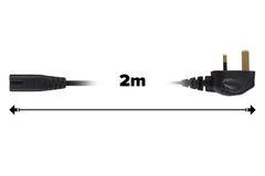 Maplin Power Lead IEC C7 Fig 8 2 Pin Plug to UK 3 Pin Mains Plug - 2m, 3 Amp Fuse