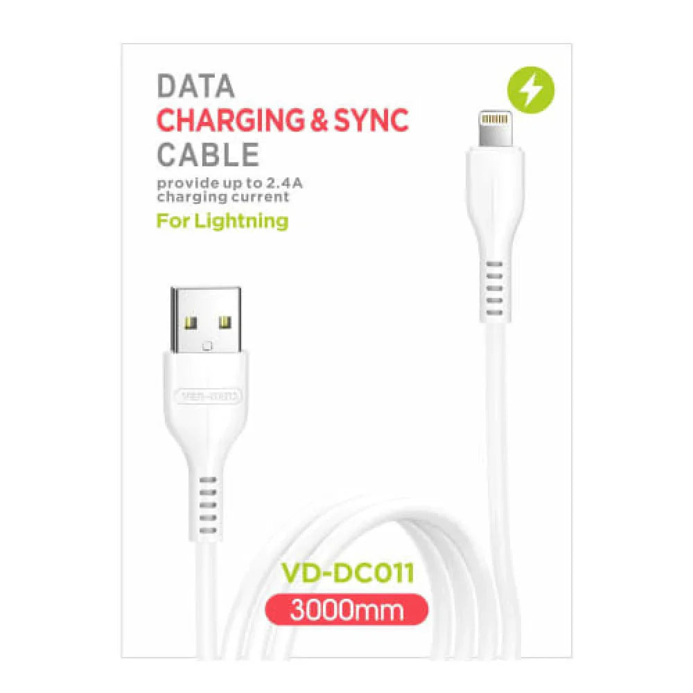 Phone Base USB A to Lightning fast charging data cable, shown with durable braided design and USB connector ends.