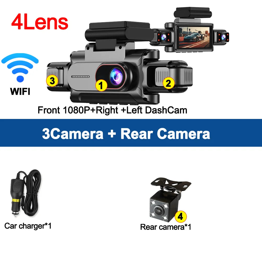 360°Auto Camera 1080P Video Recorder 3/4 Lens WIFI DashCam for Car DVR Black Box Night Vision 24H Parking Monitor Car Assecory