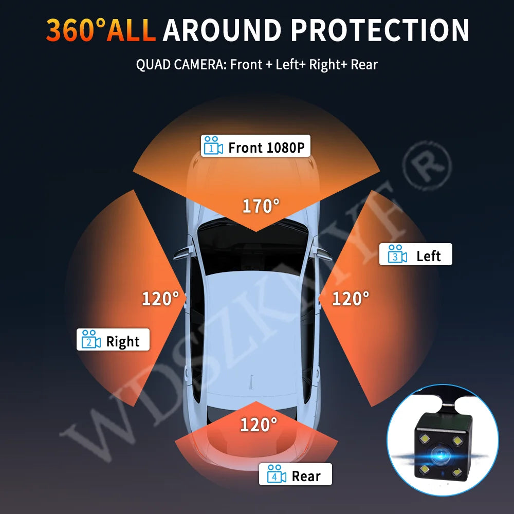 360°Auto Camera 1080P Video Recorder 3/4 Lens WIFI DashCam for Car DVR Black Box Night Vision 24H Parking Monitor Car Assecory