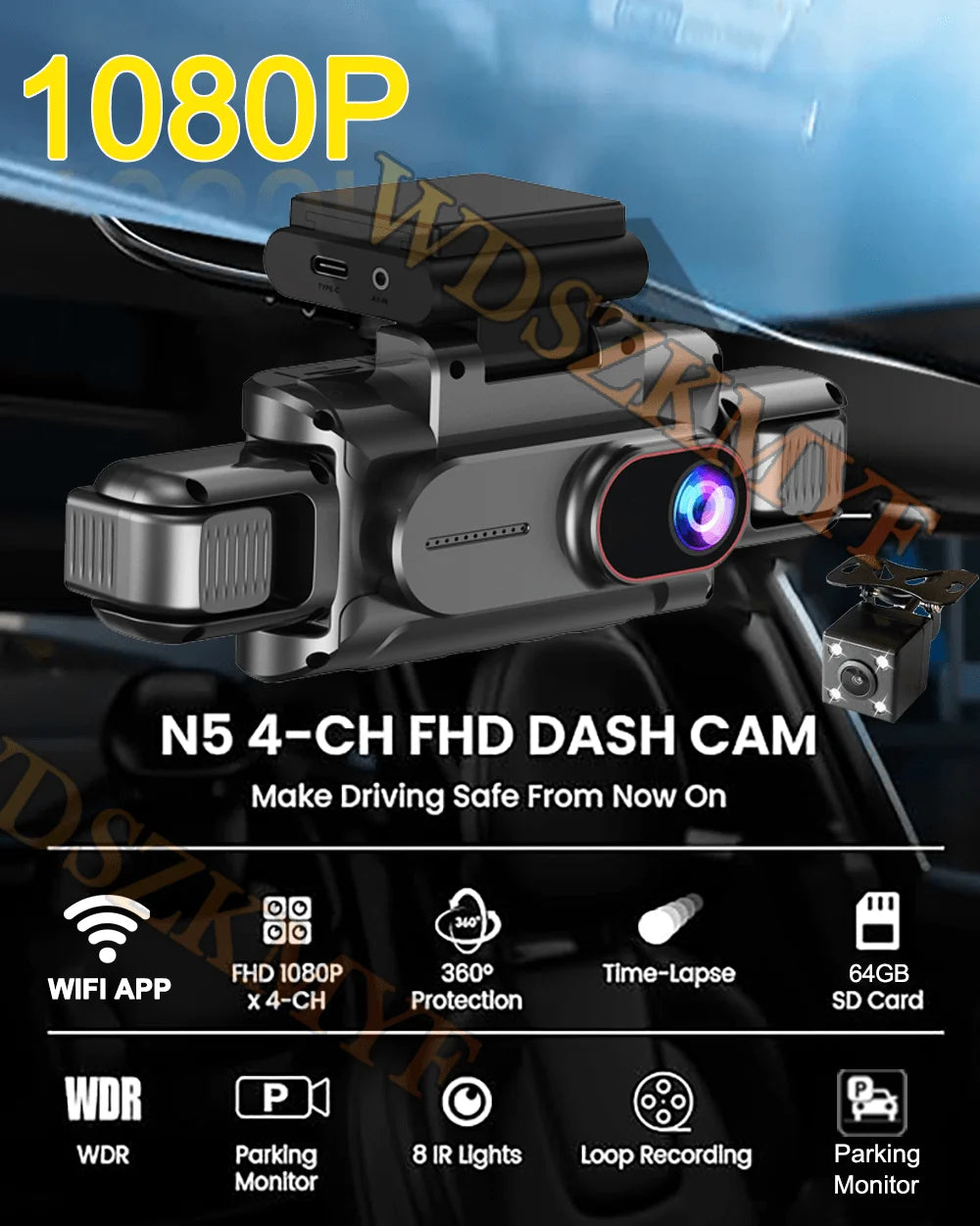 360°Auto Camera 1080P Video Recorder 3/4 Lens WIFI DashCam for Car DVR Black Box Night Vision 24H Parking Monitor Car Assecory