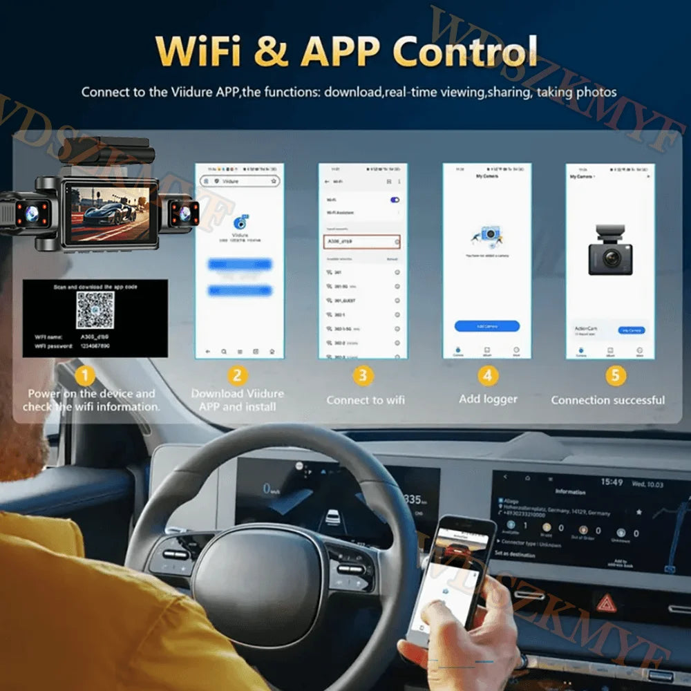 360°Auto Camera 1080P Video Recorder 3/4 Lens WIFI DashCam for Car DVR Black Box Night Vision 24H Parking Monitor Car Assecory